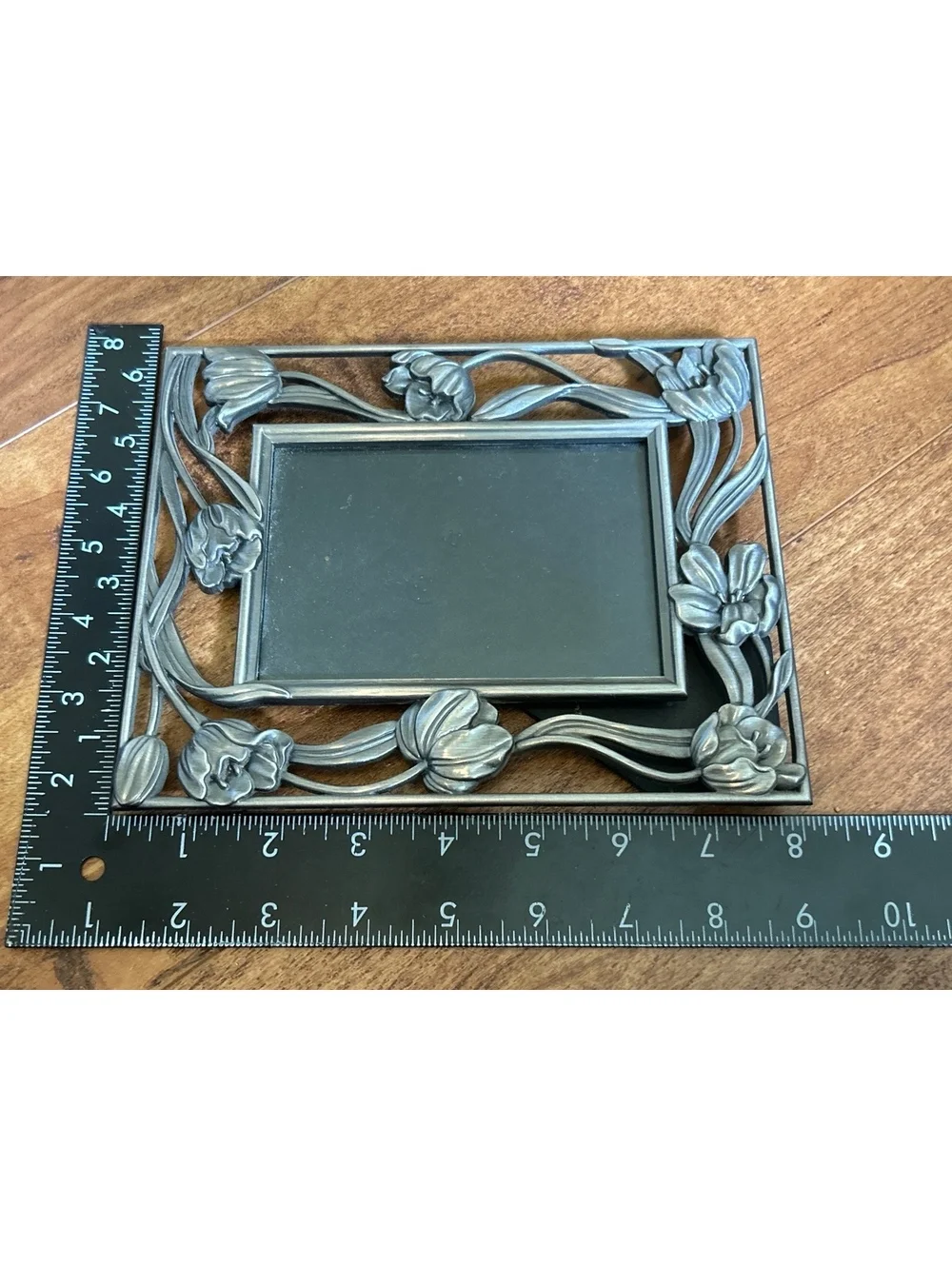 Decorative Silver Floral Photo Frame with Stand